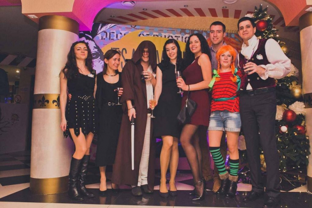 New Year corporate with costumes