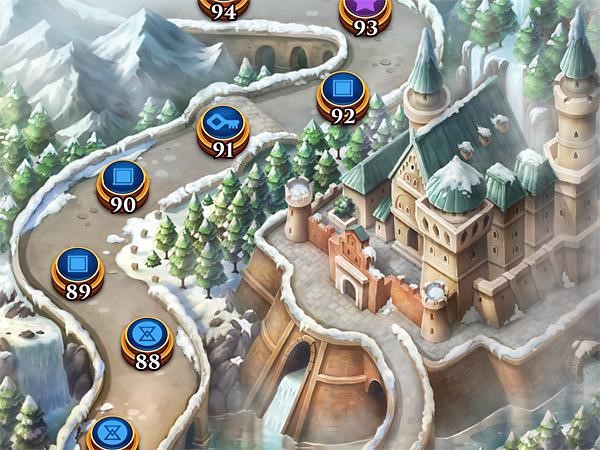 Часть карты мира игры Mystery Match, где каждый уровень является отдельной локацией