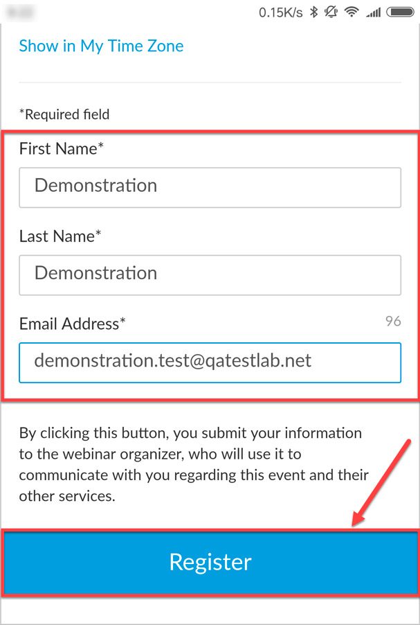 Кнопка Register