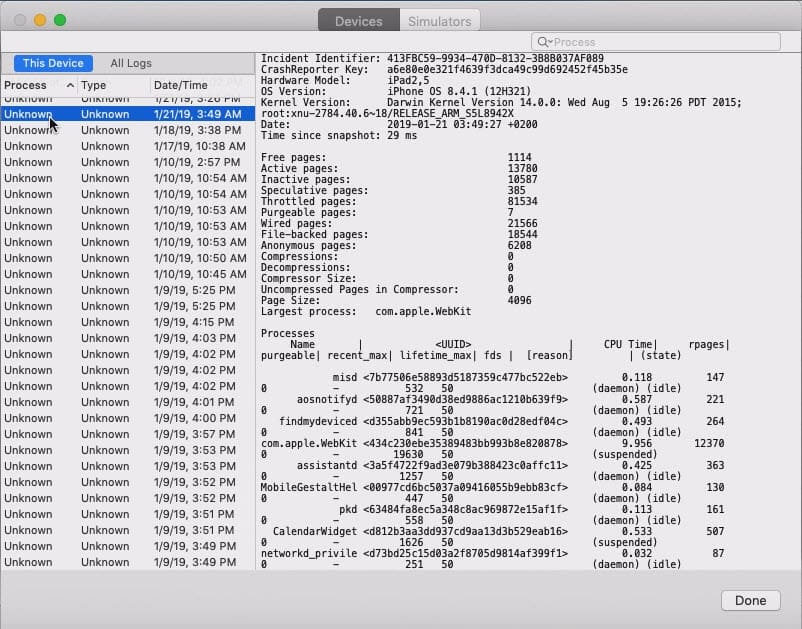 XCode Крэш-лог