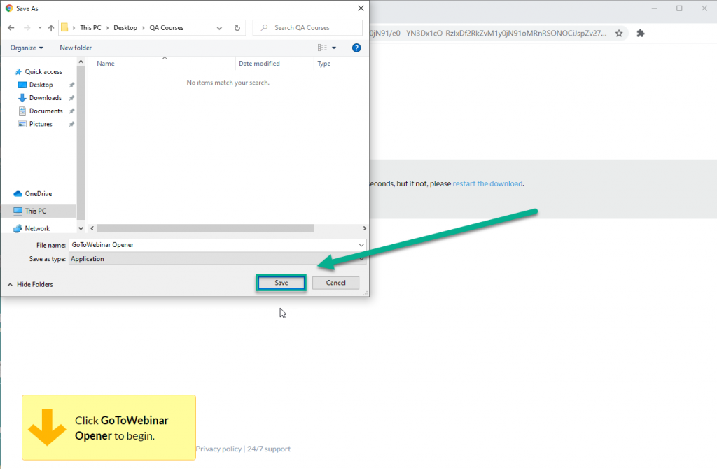Збереження файлу GoToWebinar при першому завантаженні
